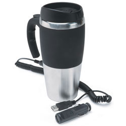 RoadPro 12-Volt/USB Powered 16oz. Heated Travel Mug